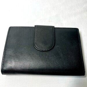 New DEREK ALEXANDER Black Leather Wallet Cards Change Cash